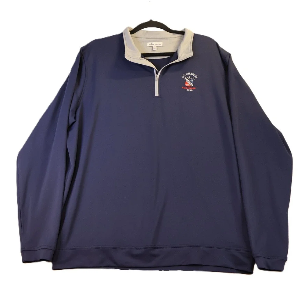 Peter Millar Mens XL Pullover Navy US Amateur 122nd Ridgewood 1/4 Zip ME0EK40